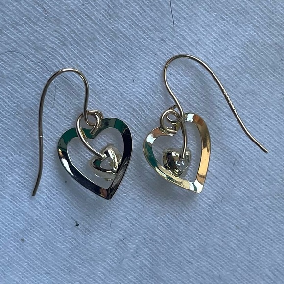 14K Heart Dangle Earrings - Picture 4 of 4